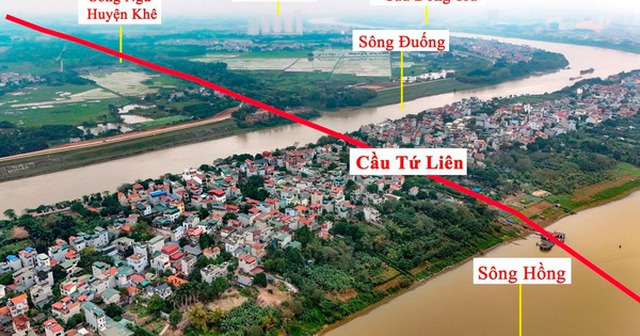 Đất nền Đông Anh nhìn từ vị trí cầu Tứ Liên qua sông Hồng