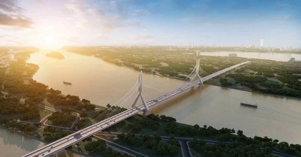 Phối cảnh cầu Tứ Liên kết nối Tây Hồ với đất nền Đông Anh