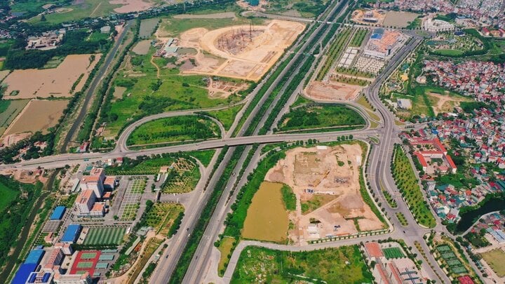 Đất nền Sóc Sơn nhìn từ trên cao với hạ tầng đường Vành đai 4 đi qua
